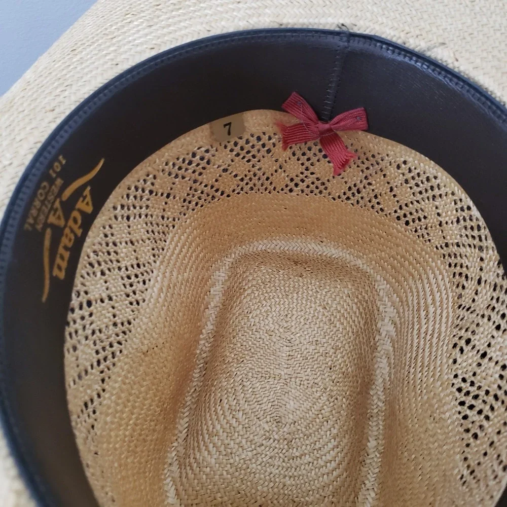 Vintage Adam Western 101 Corral Mens Straw Cowboy Hat SZ 7 Ranch Feather Band